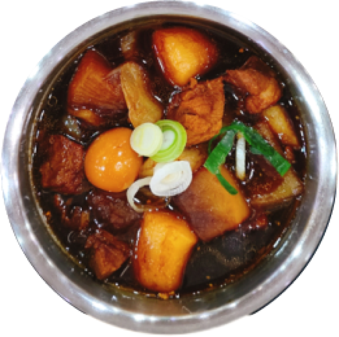 돈육모둠장조림(Soy Sauced pork with rice cake)