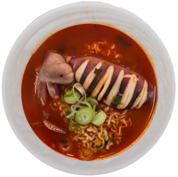 [프리미엄라면]통오징어라면(오징어짬뽕)(Ramyun with Whole Squid)