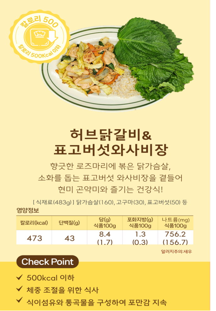 [칼로리500]허브닭갈비&표고버섯와사비장(Welfit)